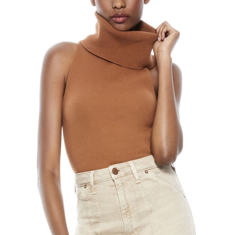 Alice + Olivia Camel Turtleneck Tank Top